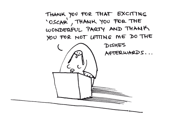 thank you for that exiting oscar, thank you for the wonderful party and thank you for not letting me do the dishes afterwards 